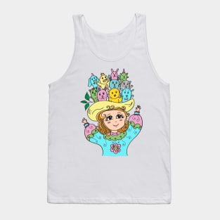 Girl with hat friends Tank Top